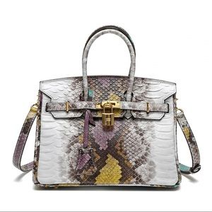 Authentic Tiffany & Fred Snake Embossed Leather Satchel